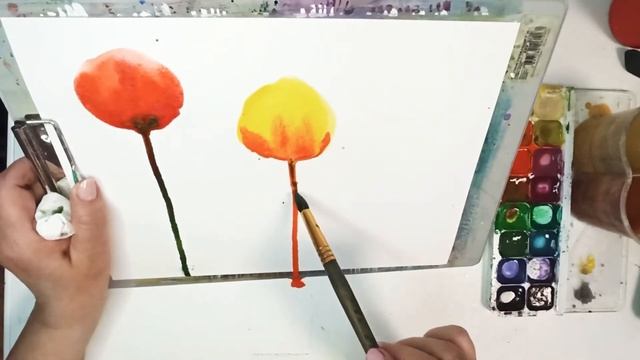 Акварельные цветы. смотреть онлайн