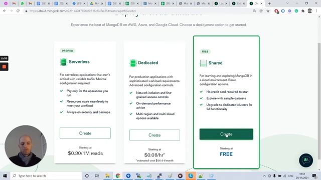 Setup a free MongoDB ATLAS Replicaset: Creating a Cluster смотреть онлайн