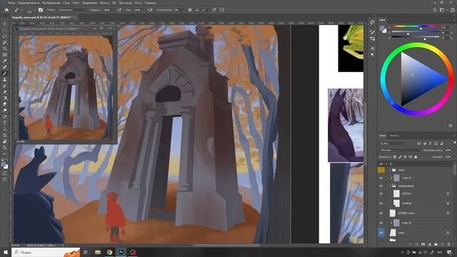 Иллюстрация со сложным освещением поэтапно