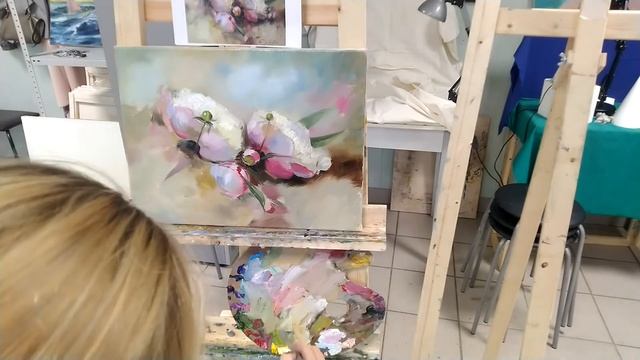 Пишем пионы маслом - пошаговый видео-урок: как нарисовать пионы на холсте смотреть онлайн