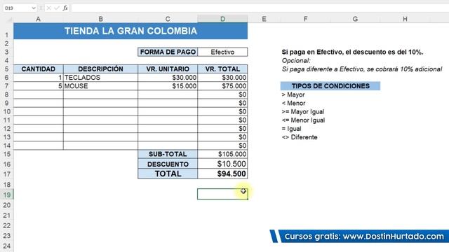 Nuevo Curso de Excel - Capítulo 3, Función Si Básica ? Dostin Hurtado смотреть онлайн