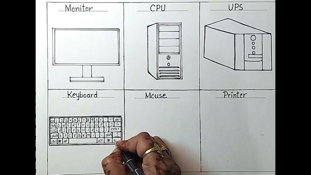 How to draw Computer Parts step by step l Computer Parts easy drawing for school project смотреть онлайн