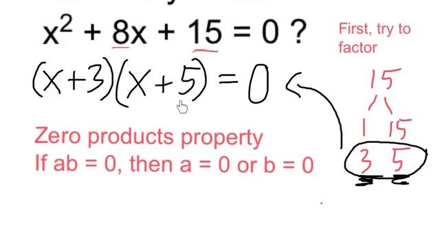 Solve x^2 + 8x + 15 = 0 смотреть онлайн