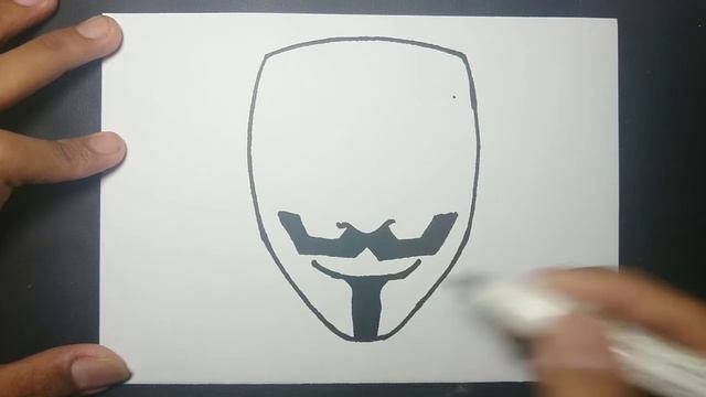 How To Draw Guy Fawkes Mask - Anonymous Mask
