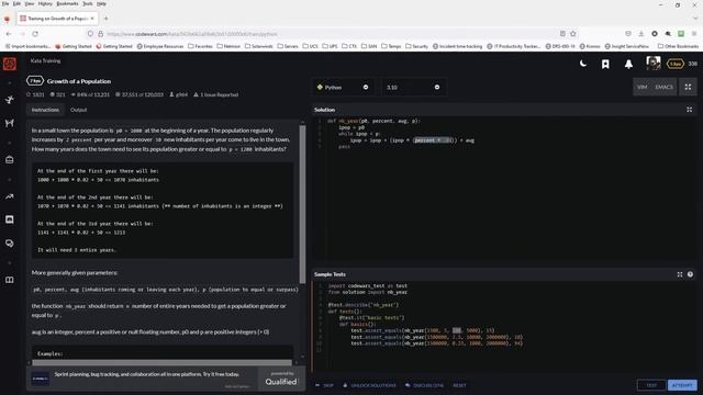 30 Day Codewars Python Challenge: #5 Growth of a Population смотреть онлайн