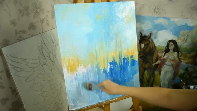 Рисуем абстракцию акрилом | speedpainting | speedart | Уроки рисования для начинающих | Золочение смотреть онлайн