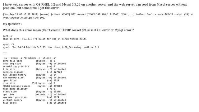 What does this error mean (Can't create TCP/IP socket (24))? смотреть онлайн
