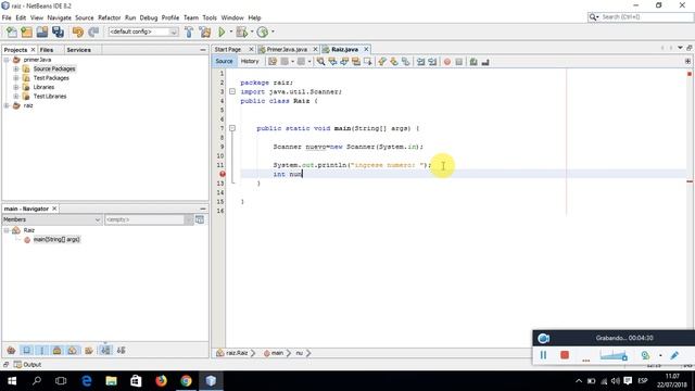 Raíz cuadrada con Java (NetBeans) смотреть онлайн