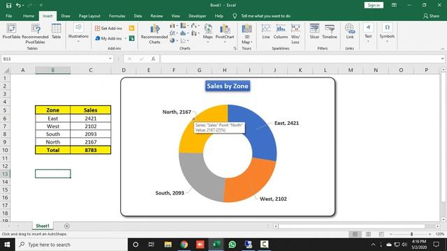 286* How to MAKE 3D RING CHART in Excel {English} смотреть онлайн