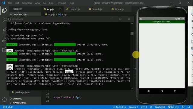 #4 Fetching weather conditions from open weather map and displaying it | Weather app | React Native смотреть онлайн