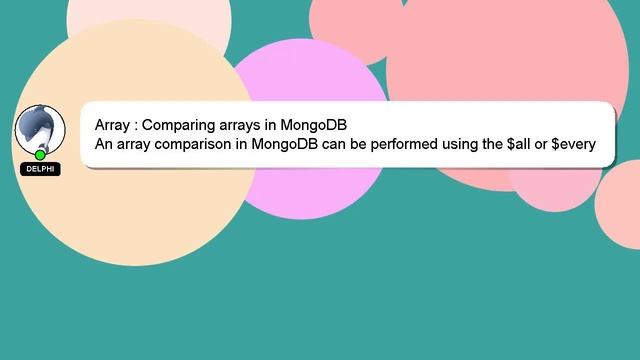 Array : Comparing arrays in MongoDB смотреть онлайн