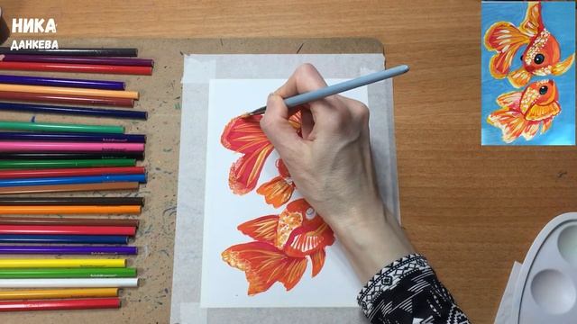 Золотые рыбки исполняющие желания Как за 20 минут нарисовать яркий рисунок смотреть онлайн