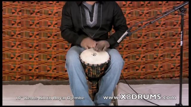 X8 Drums Kente Cloth Royal Djembe, 10" Rope смотреть онлайн