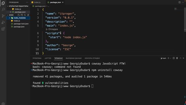 Изучение Node JS с нуля _ #3 – Пакетный менеджер «npm» смотреть онлайн