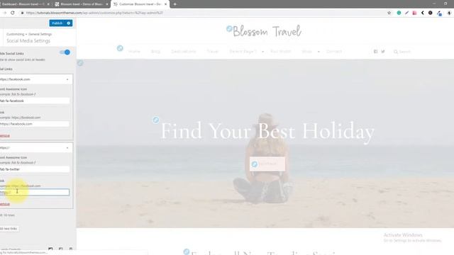 How to add social media icons in header? | Blossom Travel WordPress Theme смотреть онлайн