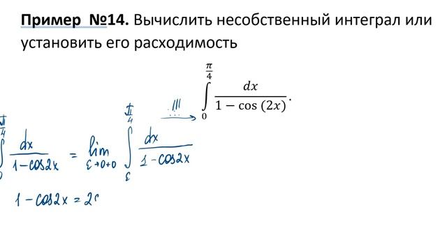 Несобственные интегралы второго рода. Пример 6.