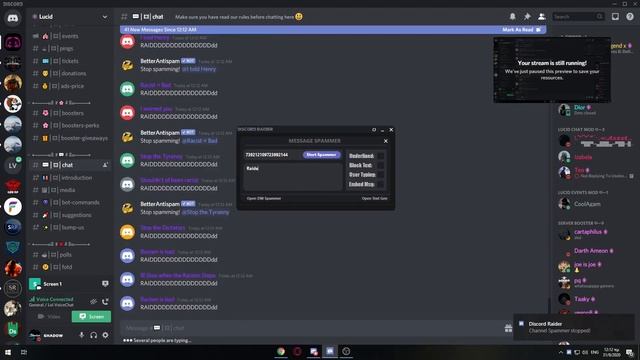 Spamming Lucid Discord Server with 50 Tokens And over 20k Members. смотреть онлайн