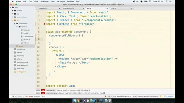 55 - Firebase Client Setup in React Native смотреть онлайн