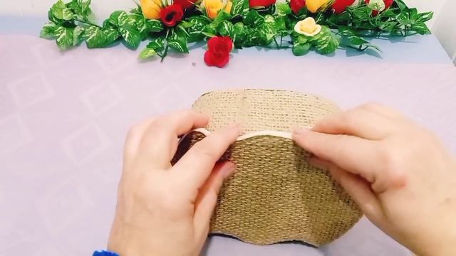 Шкатулка из картона ,джута и мешковины. смотреть онлайн