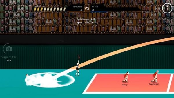 The Spike. Volleyball 3x3. Volleyball players OB and OS positions