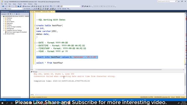 #11 How to use DATE and TIME in SQL server with example.[2021] смотреть онлайн
