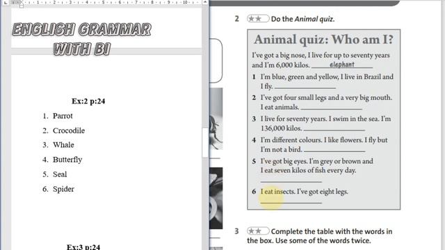 English plus 6 grade. Unit 3. Animals. Ex: 1, 2, 3, 4. p:24. Workbook. Ағылшын тілі 6 сынып. смотреть онлайн
