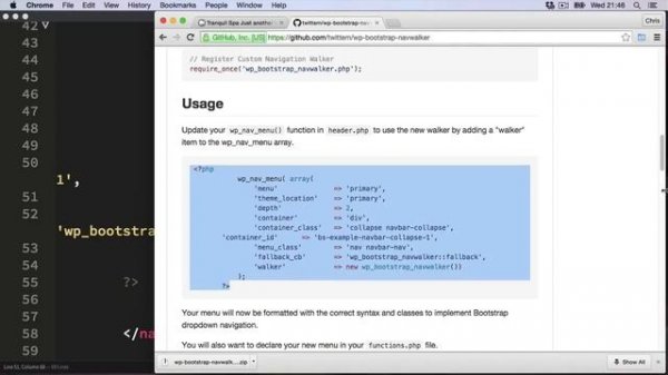 HTML, Bootstrap to WordPress Conversion  -- WordPress menu using navwalker