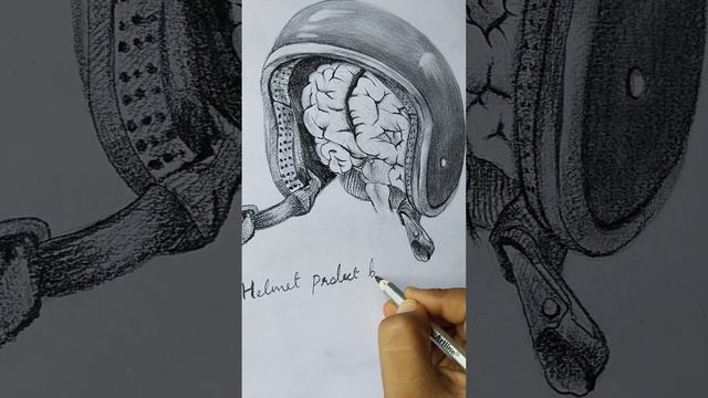 Pencil Sketch | Helmet Protects Brain Never an Empty Head смотреть онлайн