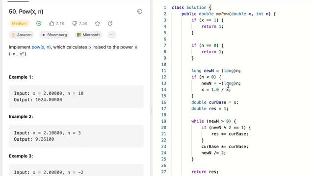 LeetCode 50. Pow(x, n) 中文解题思路 Java смотреть онлайн