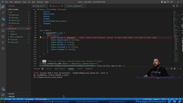 Coding Stream 3 - Continuing the Rust Alarm Thingy (Defining State) - 24 August 2022 смотреть онлайн