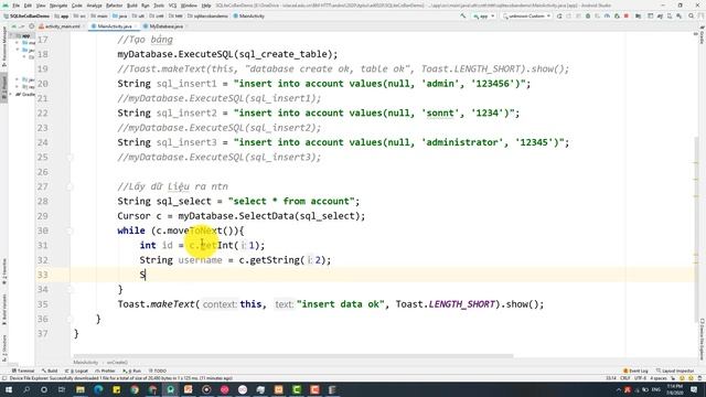 9.3 SQLite - test thủ công thêm sửa xóa dữ liệu vào bảng vừa tạo смотреть онлайн