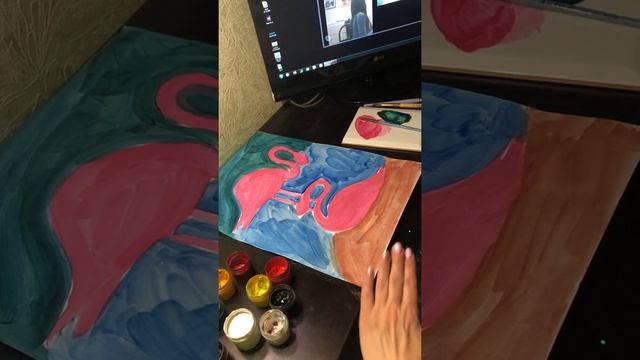Рисуем фламинго гуашью смотреть онлайн