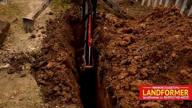 Мини-экскаватор Landformer 100 - копаем траншею (2016г) смотреть онлайн