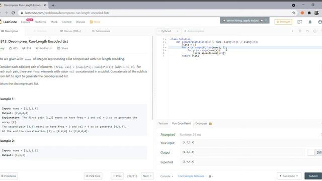 Decompress Run Length Encoded List - LeetCode: A simple solution смотреть онлайн
