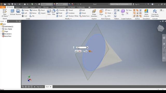Create a cone in AutoDesk Inventor смотреть онлайн