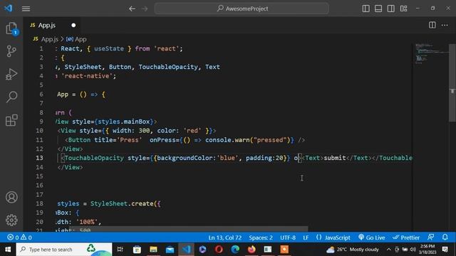 Touchable Opacity in React-Native | learn React Native code #14 смотреть онлайн