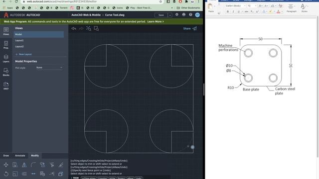 Autocad Web - Curve, Copy, Snap - Worksheet - 9 смотреть онлайн