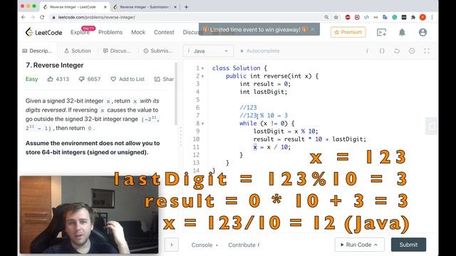 Leetcode 7. Reverse Integer (Java) смотреть онлайн