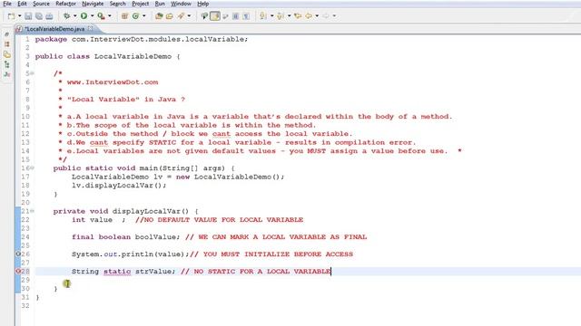 LOCAL VARIABLE IN JAVA DEMO смотреть онлайн