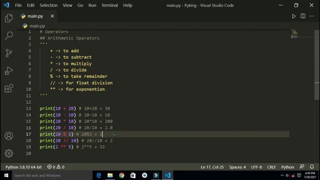 Arithmetic Operators in Python in Hindi | Python (2021) | Pyking Code Pro смотреть онлайн