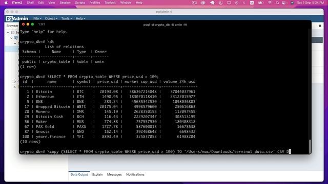 Export Queries Results Data From PostgreSQL To CSV Using pgAdmin, PSQL, and Python смотреть онлайн