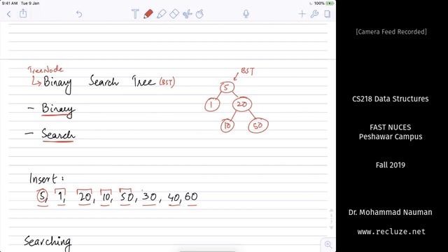 Data Structures with Python 11 - Binary Search Trees - Definition, Insertion and Searching (Urdu) смотреть онлайн