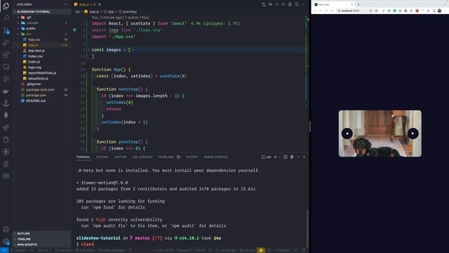 Slideshow animation using Framer motion in React смотреть онлайн