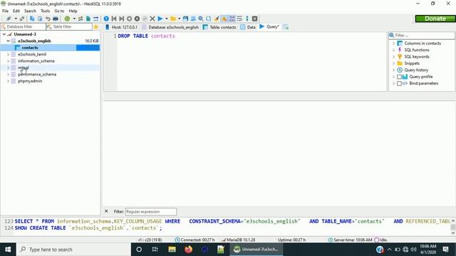 Drop Table Query | MySql Tutorial | E3schools English смотреть онлайн
