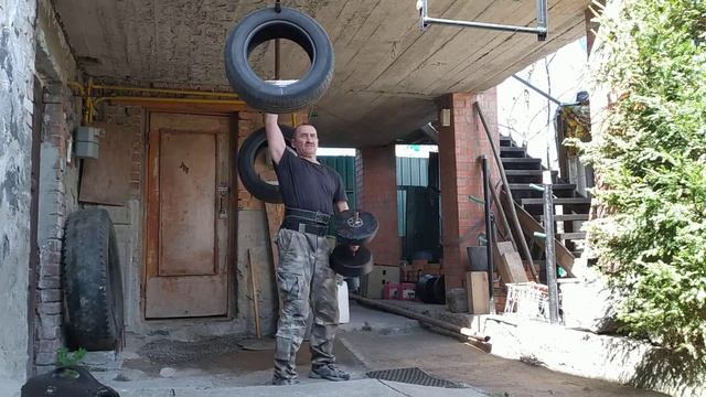 Доношение. Штанга 32 плюс гантель 24 кг. Атлетизм в 57 лет. смотреть онлайн