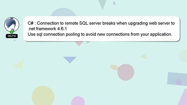 C# : Connection to remote SQL server breaks when upgrading web server to .net framework 4.6.1 смотреть онлайн
