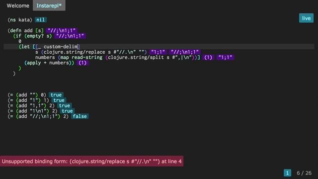 (Sort of) String Calculator Kata in Light Table's instarepl (0.5.0) смотреть онлайн