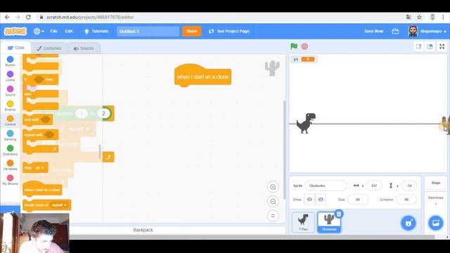 How to make a GOOGLE CHROME DINOSAUR GAME ? | T-Rex - Scratch 3.0 Tutorial смотреть онлайн