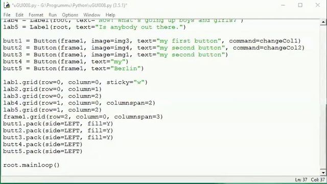 010 GUI with Python: how to control the position of a widget in a cell смотреть онлайн