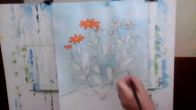 Рисуем  цветы ноготки